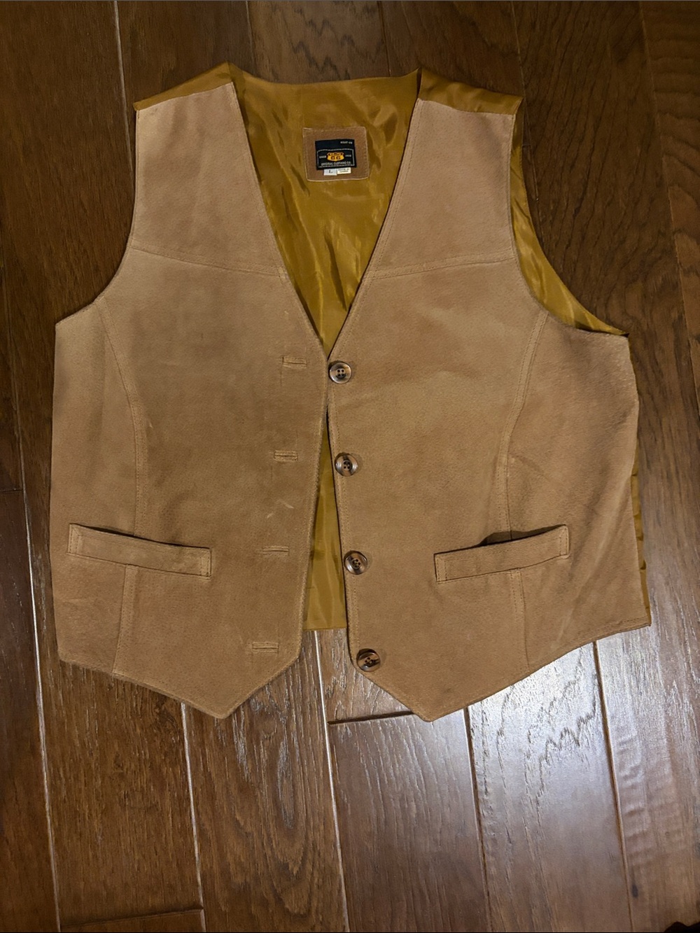 Vintage Route 66 Tan Suede Vest Large, Genuine Leather